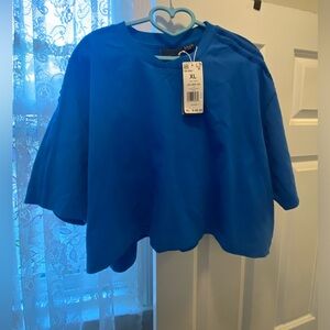 Ivy Park Crop Tee Glory Blue Sz XL NWT ( cute blue heart hanger included)